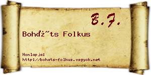 Boháts Folkus névjegykártya